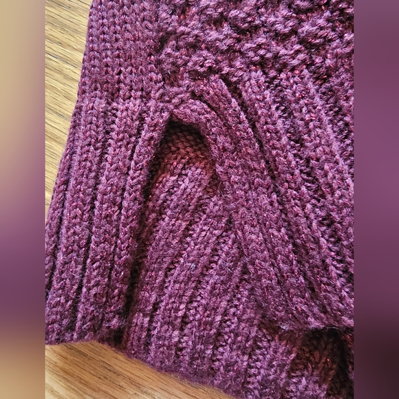 Lane Bryant Sparkly Dark Red Cranberry Cable Knit Sweater Womens Plus Size 18/20 - Picture 5 of 10